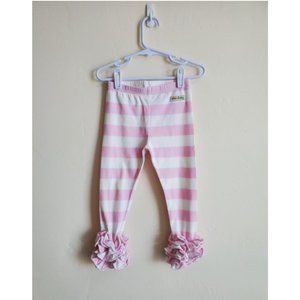 Sew Sassy boutique girls Size 2 icing ruffle leggings pink white stripes